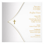 Baptême de fille de bébé de croix d'or blanc cartons d'invitation personnalisés