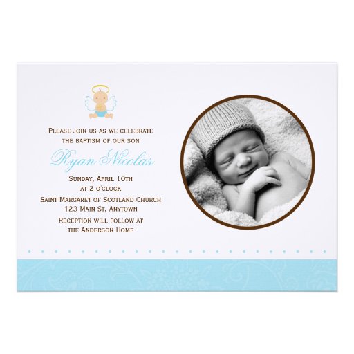 Baptême doux de photo de bébé invitations personnalisées