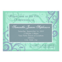 Baptême élégant/baptême de bébé bleu de rouleaux invitations personnalisables
