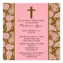 Baptême Inviation de bébé de ROSE et de BROWN PAIS Invitations Personnalisées