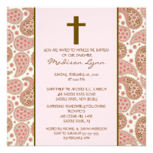 Baptême Inviation de bébé de ROSE et de BROWN PAIS Cartons D'invitation