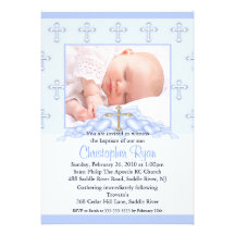 Baptême Inviation de photo de croix et de coeurs Cartons D'invitation Personnalisés