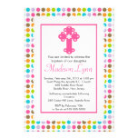 Baptême moderne de baptême de bébé de pois invitations personnalisées
