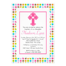 Baptême moderne de baptême de bébé de pois invitations personnalisées