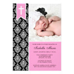 Baptême noir rose de photo de croix de bannière de invitations personnalisées
