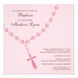 Baptême rose Inviation de bébé de perle de chapele Faire-part Personnalisé