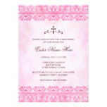 Baptême rose vintage de damassé/invitation de bapt