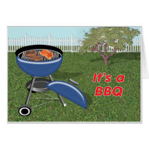 Barbecue d'arrière cour, de barrière, d'arbre et d cartes de vœux