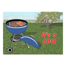 Barbecue d'arrière cour, de barrière, d'arbre et d invitations