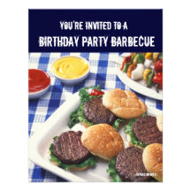 Barbecue de fête d'anniversaire, hamburgers invitation personnalisable