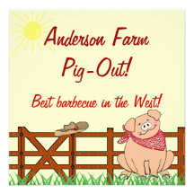 Barbecue de porc de ferme de pays invitations personnalisées