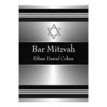 Barre argentée noire Mitzvah d'étoile de David Invitation Personnalisée