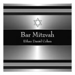 Barre argentée noire Mitzvah d'étoile de David Invitations