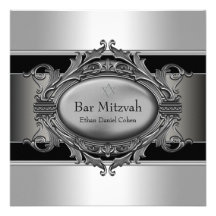 Barre argentée noire Mitzvah d'étoile de David Faire-parts