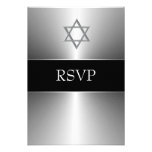 Barre argentée noire Mitzvah RSVP d'étoile de Davi Cartons D'invitation