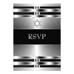 Barre argentée noire Mitzvah RSVP d'étoile de Davi Cartons D'invitation Personnalisés