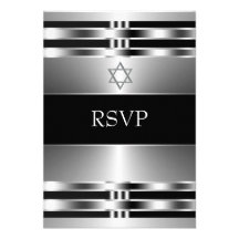 Barre argentée noire Mitzvah RSVP d'étoile de Davi Cartons D'invitation Personnalisés