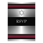 Barre argentée rouge noire Mitzvah RSVP d'étoile d Cartons D'invitation Personnalisés