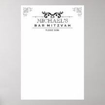 Barre-Batte vintage Mitzvah de typographie Signe-D Affiche