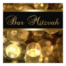 Barre d'or noire élégante Mitzvah Faire-parts