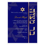 Barre élégante Mitzvah/bleu-foncé/or Faire-part Personnalisables