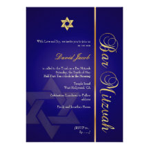 Barre Mitzvah/bleu marine/or Carton D'invitation