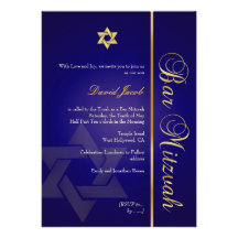 Barre Mitzvah/bleu royal/or Cartons D'invitation