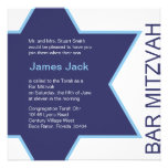Barre Mitzvah d'étoile de David - blanc et bleu Invitation Personnalisable