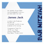 Barre Mitzvah d'étoile de David - bleu et blanc 2 Invitations Personnalisées