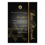 Barre Mitzvah/noir/or Invitation Personnalisée