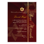 Barre Mitzvah/rouge cramoisi/or Faire-parts