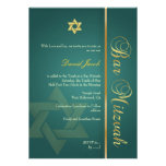 Barre Mitzvah/vert vert/or Invitations Personnalisées