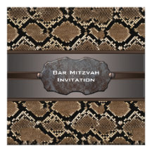 Barre noire Mitzvah de Brown de peau de serpent Carton D'invitation