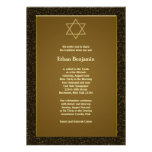 Barre noire Mitzvah d'étoile de David d'or Cartons D'invitation
