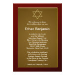 Barre rouge Mitzvah d'étoile de David Invitations