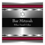 Barre rouge noire Mitzvah d'étoile de David Invitation
