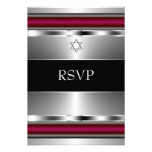 Barre rouge noire Mitzvah RSVP d'étoile de David Faire-part Personnalisé