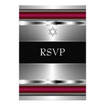 Barre rouge noire Mitzvah RSVP d'étoile de David invitations