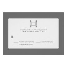Barre simple grise Mitzvah RSVP de Torah Faire-part Personnalisé