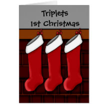 Bas de Noël pour Noël de triplets1st Carte De Vœux