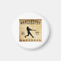 Base-ball 1877 de Manchester New Hampshire Magnets Pour Réfrigérateur