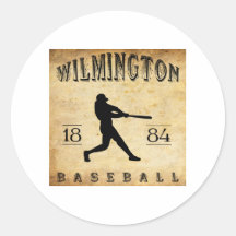 Base-ball 1884 de Wilmington Delaware Adhésif Rond