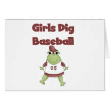 Base-ball de fouille de filles de grenouille cartes de vœux