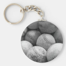 Base-ball vintages en noir et blanc porte-clé