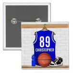 Basket-ball bleu personnalisé Jersey Badges Avec Agrafe
