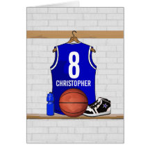 Basket-ball bleu personnalisé Jersey Cartes De Vœux