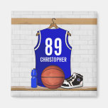 Basket-ball bleu personnalisé Jersey Magnets Pour Réfrigérateur