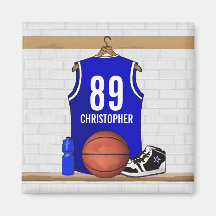 Basket-ball bleu personnalisé Jersey Magnets Pour Réfrigérateur