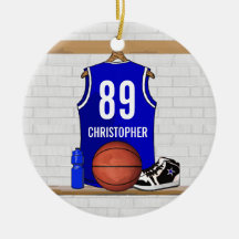 Basket-ball bleu personnalisé Jersey Ornements