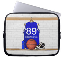 Basket-ball bleu personnalisé Jersey Housse Ordinateur Portable